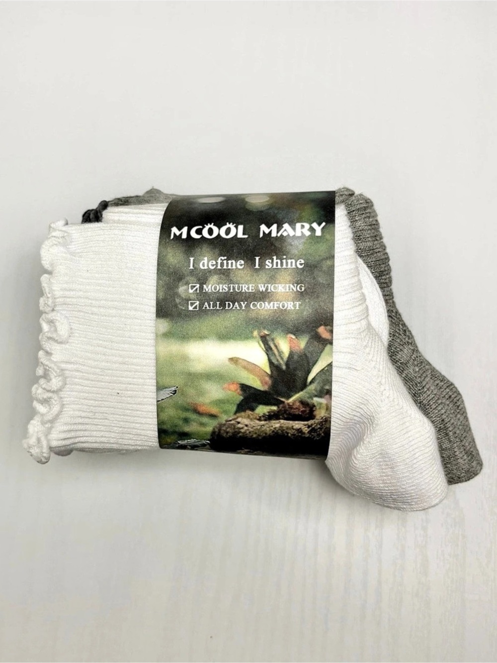 Mcool Mary 3 Pair Ruffle Crew Socks Black Gray White NWT